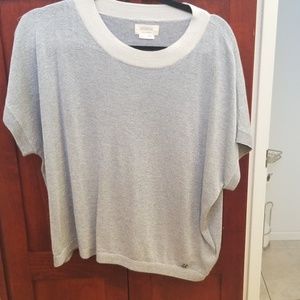 Metallic silver  short sleeve shirt Anthro m